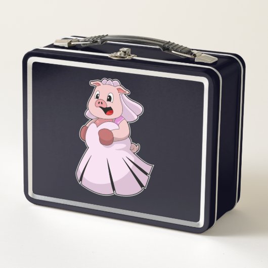 Lunch Box Pig as Bride with Wedding dress.PNG (Devant)