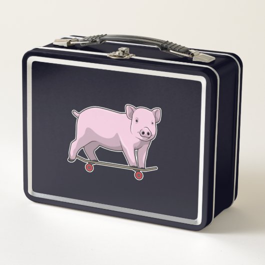 Lunch Box Pig as skater avec skate (Devant)