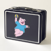 Lunch Box Pig en tant que joueur de handball avec Handball (Dos)