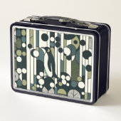 Lunch Box Pingouin à crème verte perdu dans la géométrie (Dos)