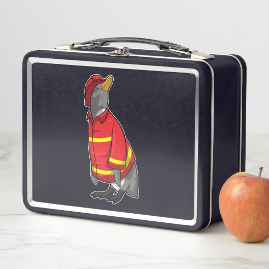Lunch Box Pingouin as Firefighter with Helmet (En situation)