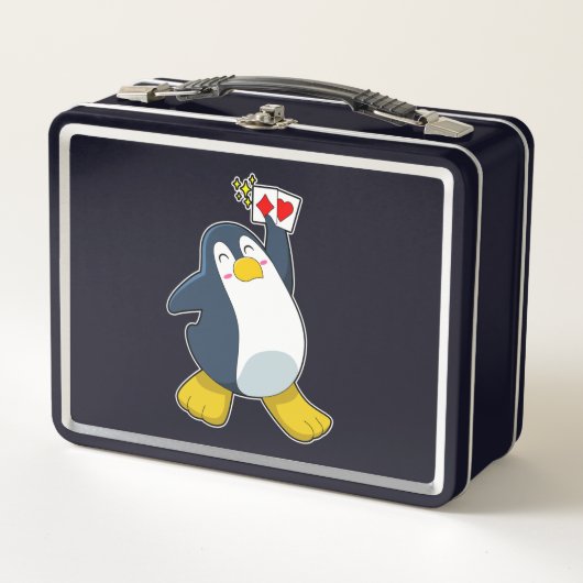 Lunch Box Pingouin au Poker avec cartes de Poker (Devant)