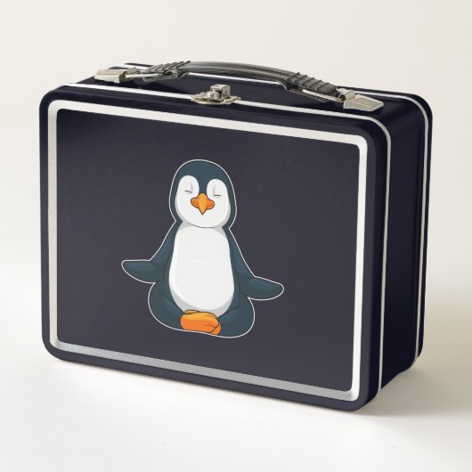 Lunch Box Pingouin au Yoga Fitness en Assis (Devant)
