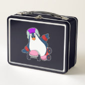 Lunch Box Pingouin comme Patineur Inline avec Patins Inline (Devant)