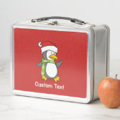 Lunch Box Pingouin de Noël marchant sur la neige (En situation)