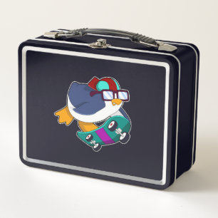 Lunch Box Pingouin en patinage avec skateboard