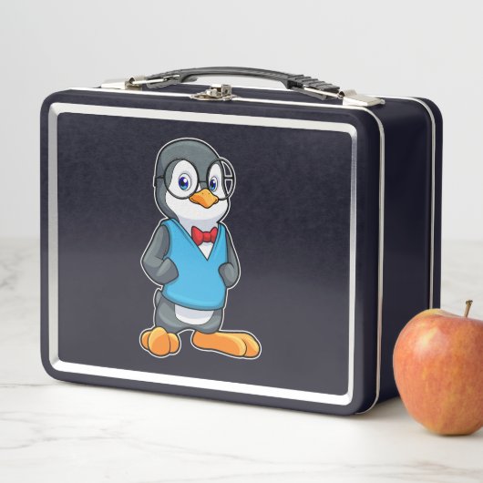Lunch Box Pingouin Nerd avec lunettes (En situation)