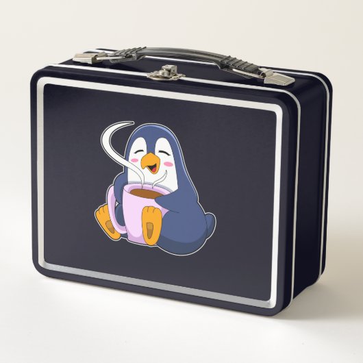 Lunch Box Pingouin with Cup of Coffee (Devant)
