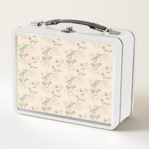 Lunch Box Pink Green Retro Y2K les années 70 Fleur Motif