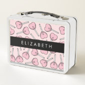 Lunch Box Pink Lollipops, Heart Lollipops, Lolly, Your Name (Dos)