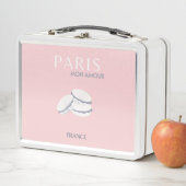 Lunch Box Pink Paris Travel Art Pastel Preppy Macarons (En situation)