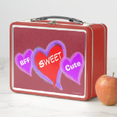 Lunch Box Pink Purple Blue Hearts doux mignon (En situation)