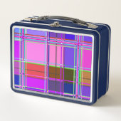 Lunch Box Pink tartan Fabric Pattern Cloth Madras (Devant)