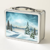 Lunch Box Pins enneigés près d'un lac (Dos)