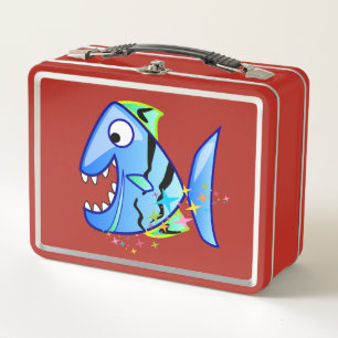 Lunch Box Piranha Tropical Bleu avec étoiles