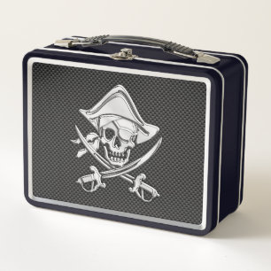 Lunch Box Pirate souriant d'argent sur le style fibre de car