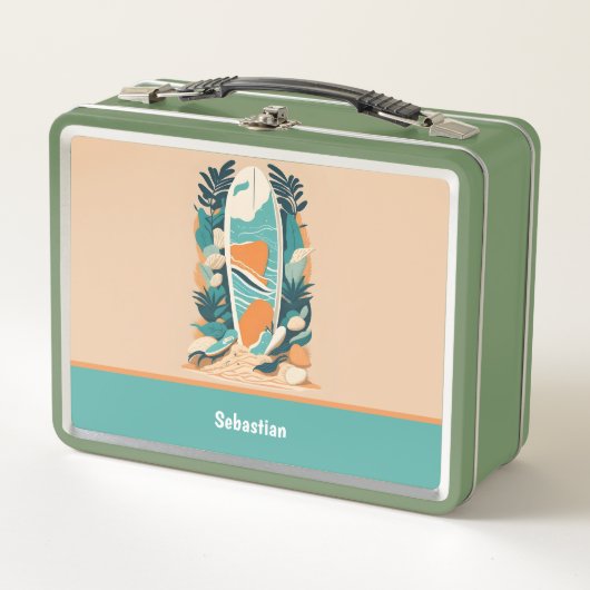 Lunch Box Plage tropicale Abstraite Rétro Surf pour Ados (Devant)