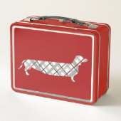 Lunch Box Plaid Dachshund sur Red Personnalisé (Dos)