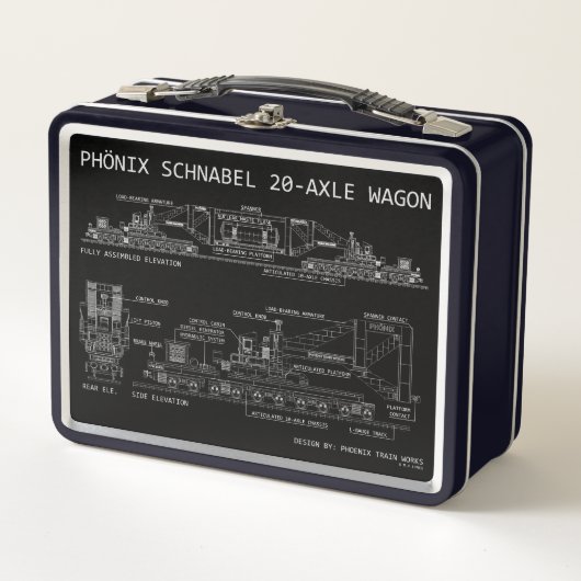 Lunch Box "Plan" technique du wagon ferroviaire PTW Schnabel (Devant)