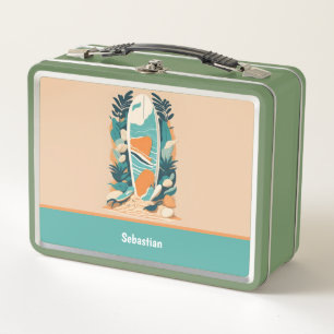 Lunch Box Planche de surf rétro abstraite de plage tropicale