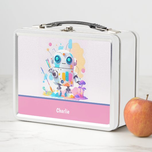 Lunch Box Plat Fun Messy Robot Peinture Splashes (En situation)