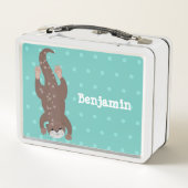 Lunch Box Plongée de loutre mignonne sur dessin animé turquo (Dos)