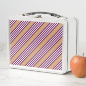 Lunch Box Plum et blanc cinq bandes motif avec bronzage (En situation)