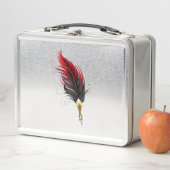 Lunch Box Plume rouge avec pointe en or (En situation)