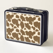 Lunch Box Points Brown Vache Imprimer Fermier Animaux de fer (Dos)