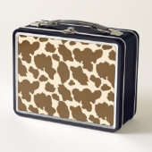 Lunch Box Points Brown Vache Imprimer Fermier Animaux de fer (Devant)