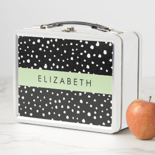 Lunch Box Points dalmatiens, Spots, Noir et Blanc, Votre nom