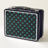 Lunch Box points de croix turquoises sur noir (Dos)