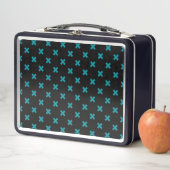 Lunch Box points de croix turquoises sur noir (En situation)