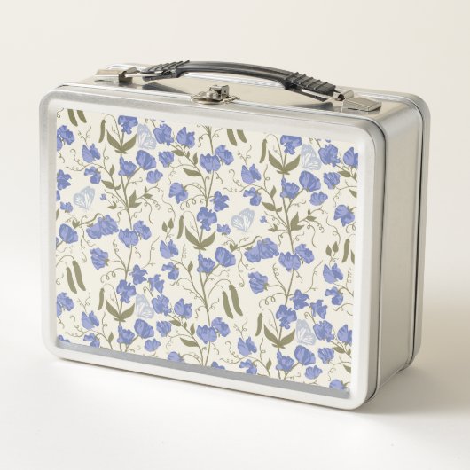 Lunch Box Pois doux Bleu et crème (Devant)