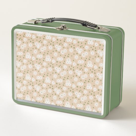 Lunch Box Pois et marguerites - Blanc, Sable et Palm Green (Devant)
