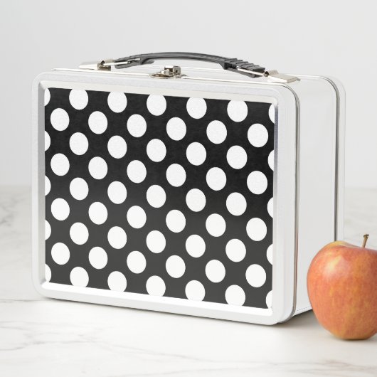 Lunch Box Pois noirs et blancs, Motif Polka (En situation)