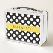 Lunch Box Pois noirs et blancs, pointillés, Votre nom (Dos)