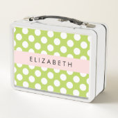 Lunch Box Pois verts, Motif Pointe Polka, Votre Nom (Dos)
