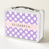 Lunch Box Pois violets, Motif Pointe Polka, Votre Nom (Dos)