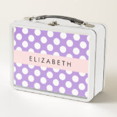 Lunch Box Pois violets, Motif Pointe Polka, Votre Nom (Devant)