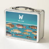 Lunch Box Poisson Coloré Monogramme Sous Océan Bleu (Dos)