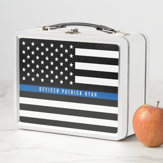 Lunch Box Police Mince Blue Line American Flag Ajouter un no (En situation)