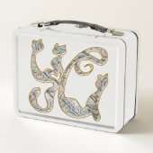 Lunch Box Police Monogramme Chat Personnalisée Perle métalli (Dos)