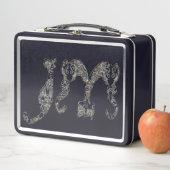 Lunch Box Police Monogramme Chat Personnalisée Perle métalli (En situation)