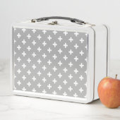 Lunch Box Polka blanche croise sur gris (En situation)
