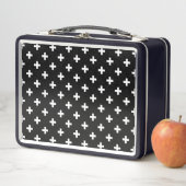 Lunch Box Polka blanche croise sur noir (En situation)