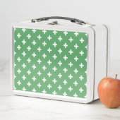 Lunch Box Polka blanche croise sur vert (En situation)