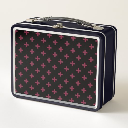 Lunch Box Polka de mûre croise sur le noir (Devant)