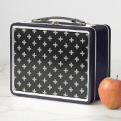 Lunch Box Polka gris croise sur noir (En situation)