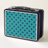Lunch Box Polka noire croise sur turquoise (Dos)
